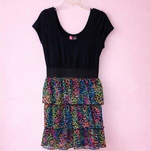 Say What size Large Elegant Black and Multicolor Tiered Dress